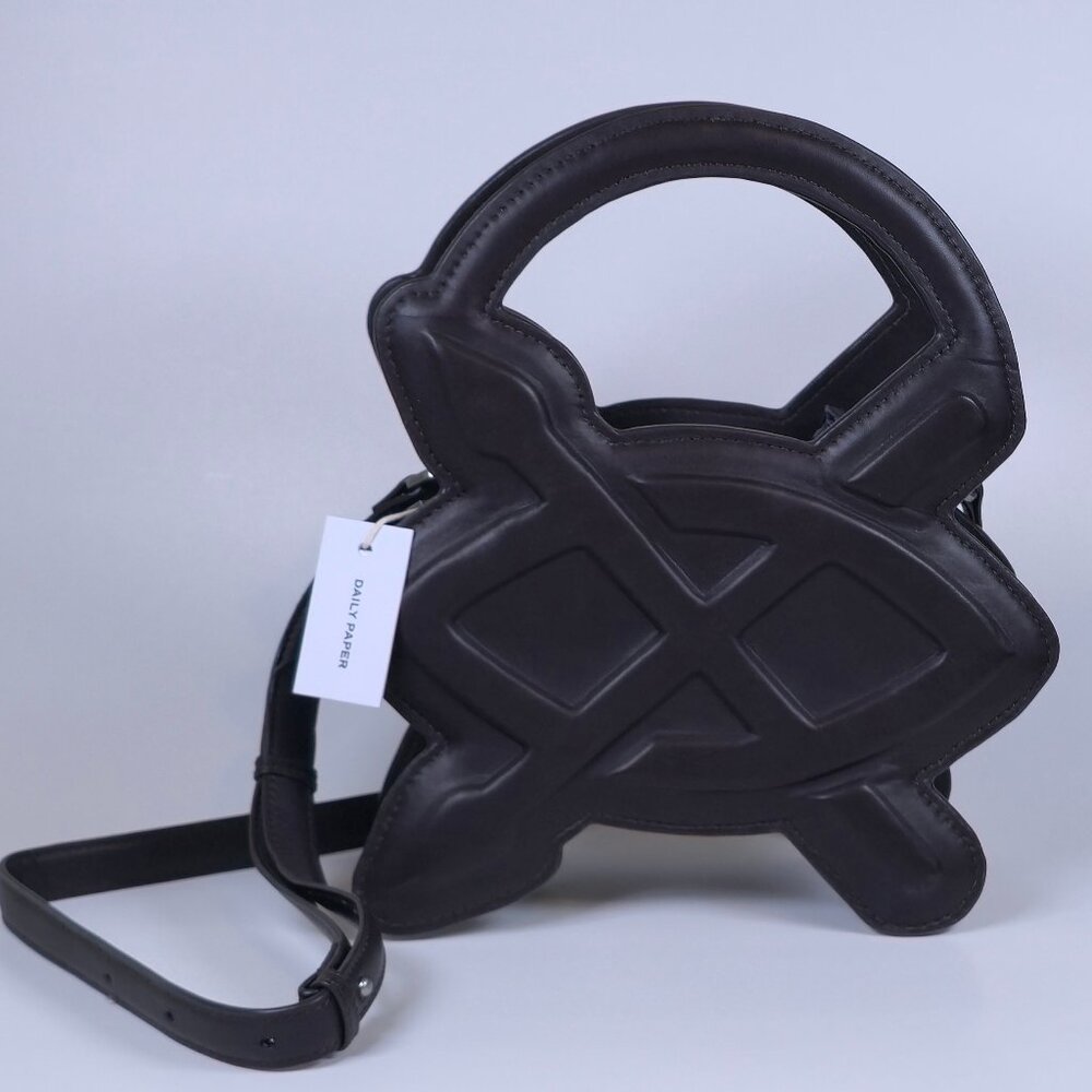 Daily Paper Cimbia Shield Leather Crossbody Bag Black